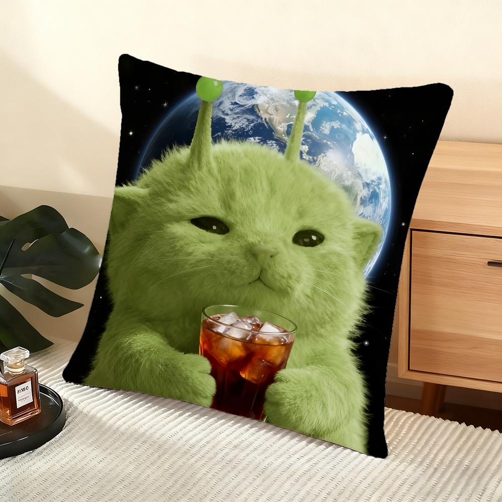 Cute Cat Cushion Cover Soft Short Plush Pillow Cover Smooth Cozy Texture Aesthetic Cushion Case Home Decor