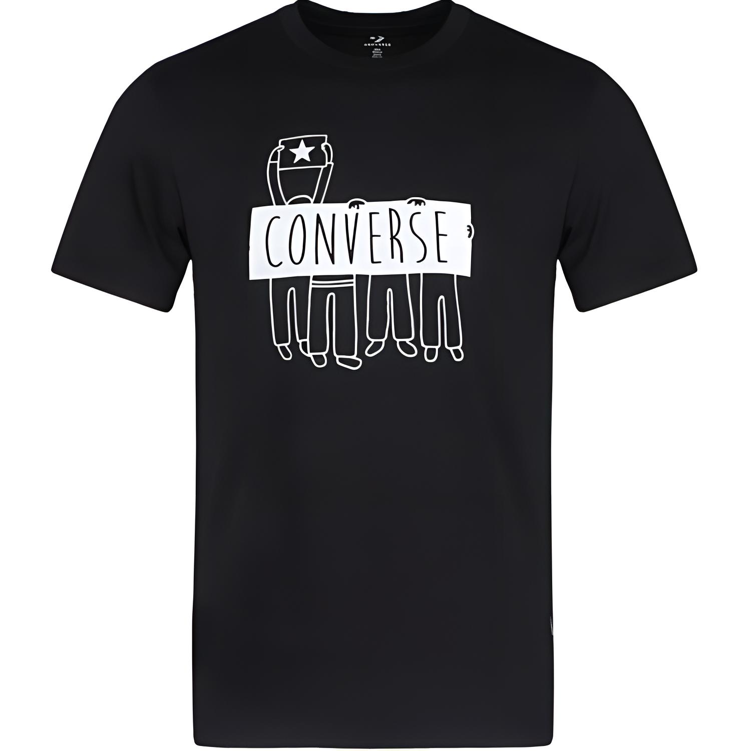 Converse T Shirts Men s Black Crew Neck Moderate 10007861-A01 M