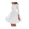 Glitter Starry Tulle Prom Dress For Women Long Sleeve Crew Neck Formal