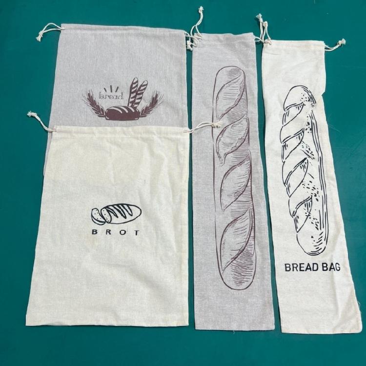 Sustainable Packaging Pouch Functional Linen Drawstring Bag for Bread and Fruits