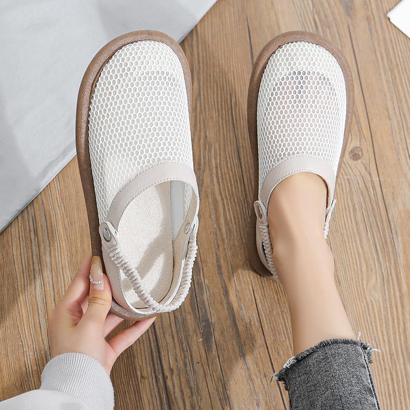 Hot Selling Summer New High Top Flat Round Toe Sandals Artistic Back Zipper Cool Boots Flower Lace Breathable Mesh Women's Shoes