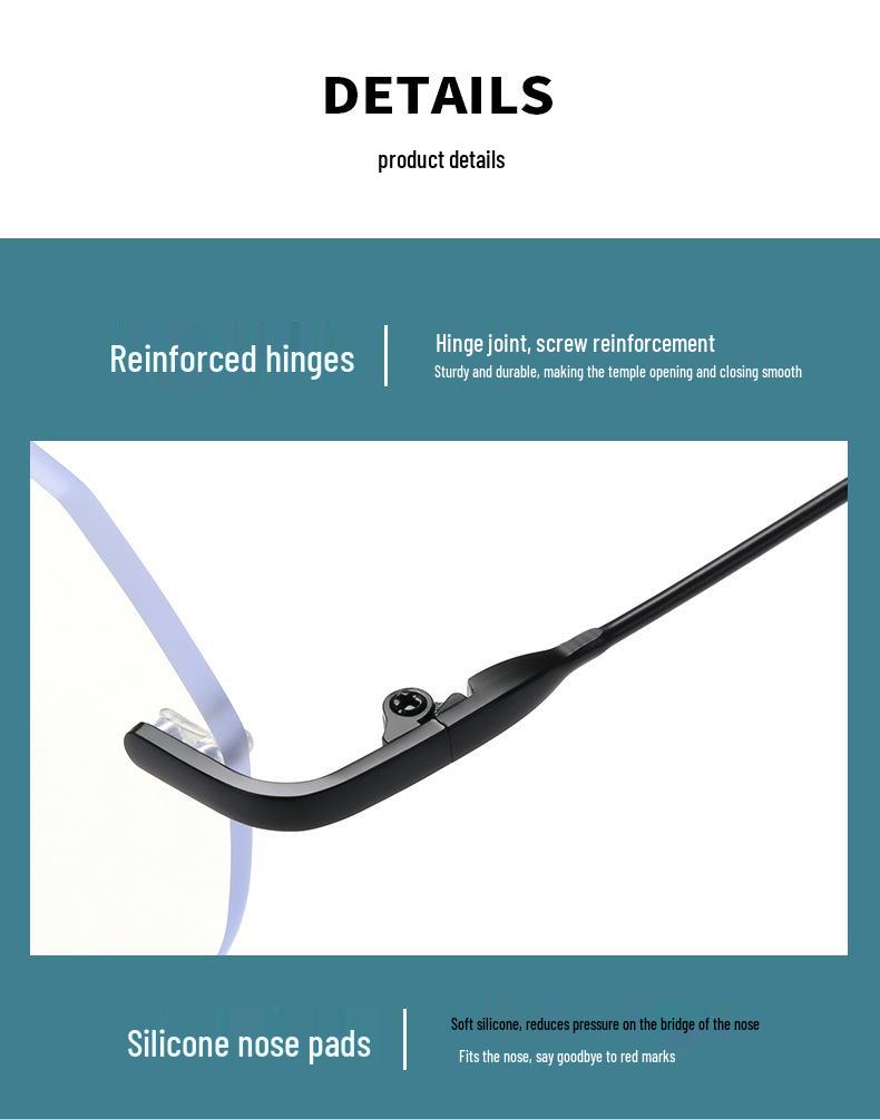 Chic Square Frameless Anti-Blue Light Glasses for Women - Metal Retro Eyewear