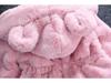 Chaqueta Suéter de Invierno con Orejas de Conejo Peludas para Niñas - Abrigo Grueso de Algodón para Niños Pequeños y Medianos