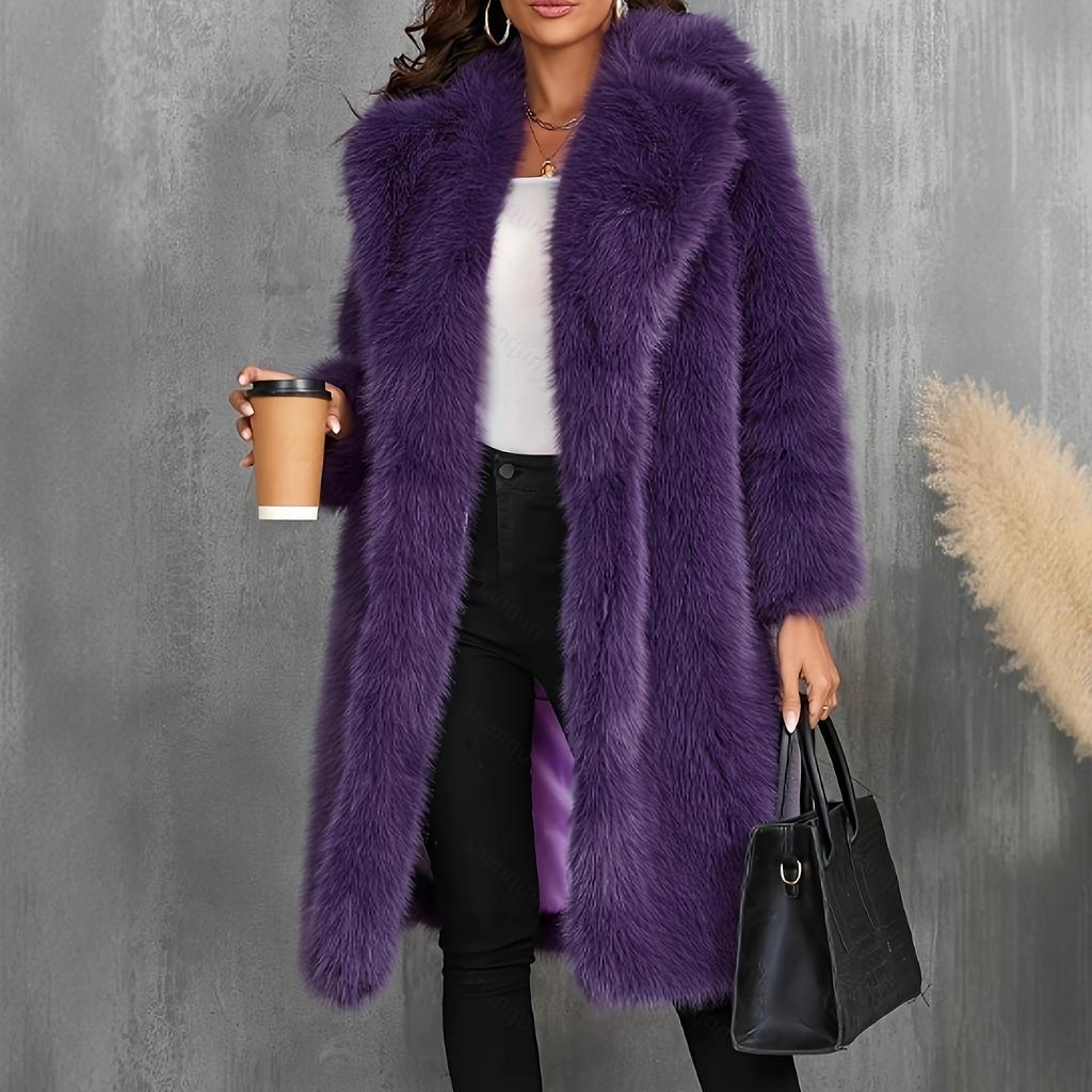 New Fashionable Women's Faux Fur Long Jacket
