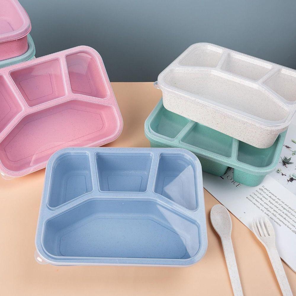 4 Compartments Stackable Snack Boxes with Lids Meal Prep Containers New Kids Bento Box