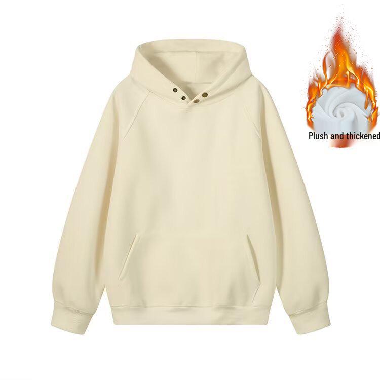 Men’s 500G Heavyweight Button-Up Hoodie: Autumn/Winter Trendy Brand, Loose Fit, Solid Color, Versatile American Style.