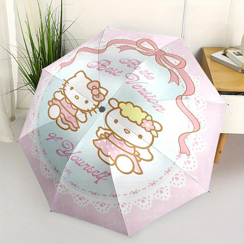 

Hello Kitty, Friendship Automatic Open/Close Umbrella-Cute Umbrella with Cute Design, Portable 3-Fold Compact Umbrella for Men & Women, Hall