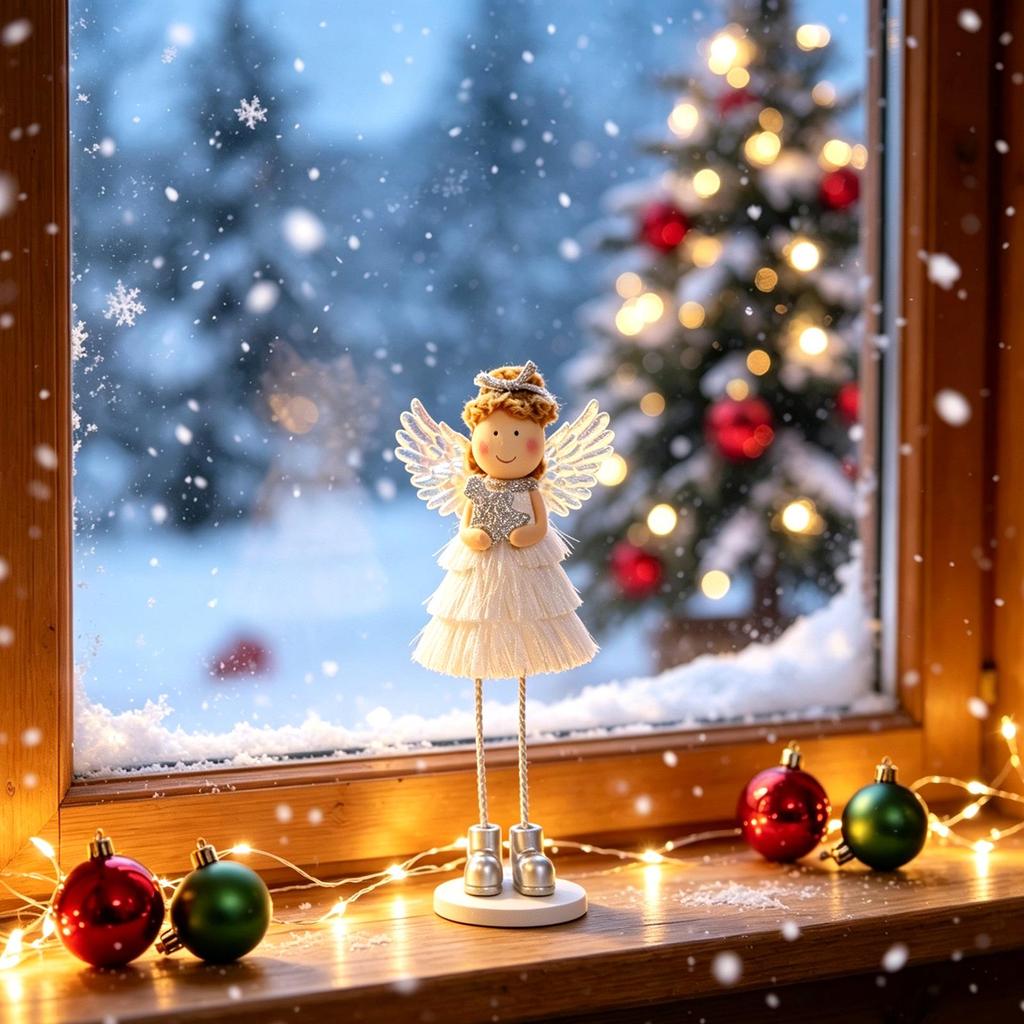 Christmas New Year Angel Girl Desktop Ornament - Festive Decoration