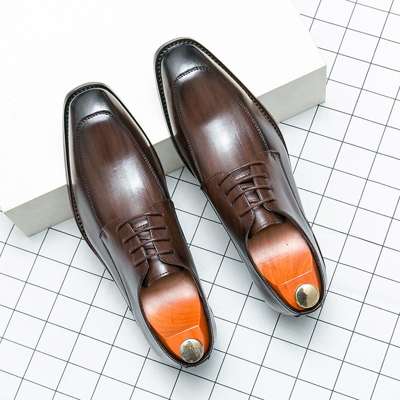 Fashion Men's Casual Oxford Shoes men Black Dress Wedding Shoes Luxury Pointed Toe Office Fashion Derby Shoes Business Leather Shoes