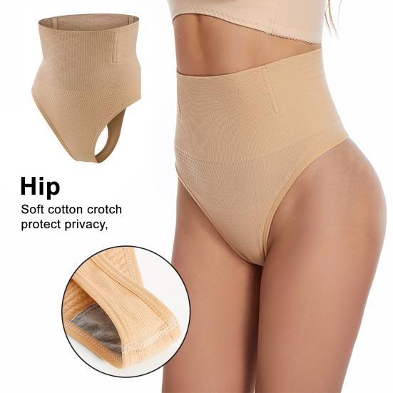 Women's High Waisted Thong Seamless No Show Tummy Control Underwear Sexy Breathable Body Shaper Panties