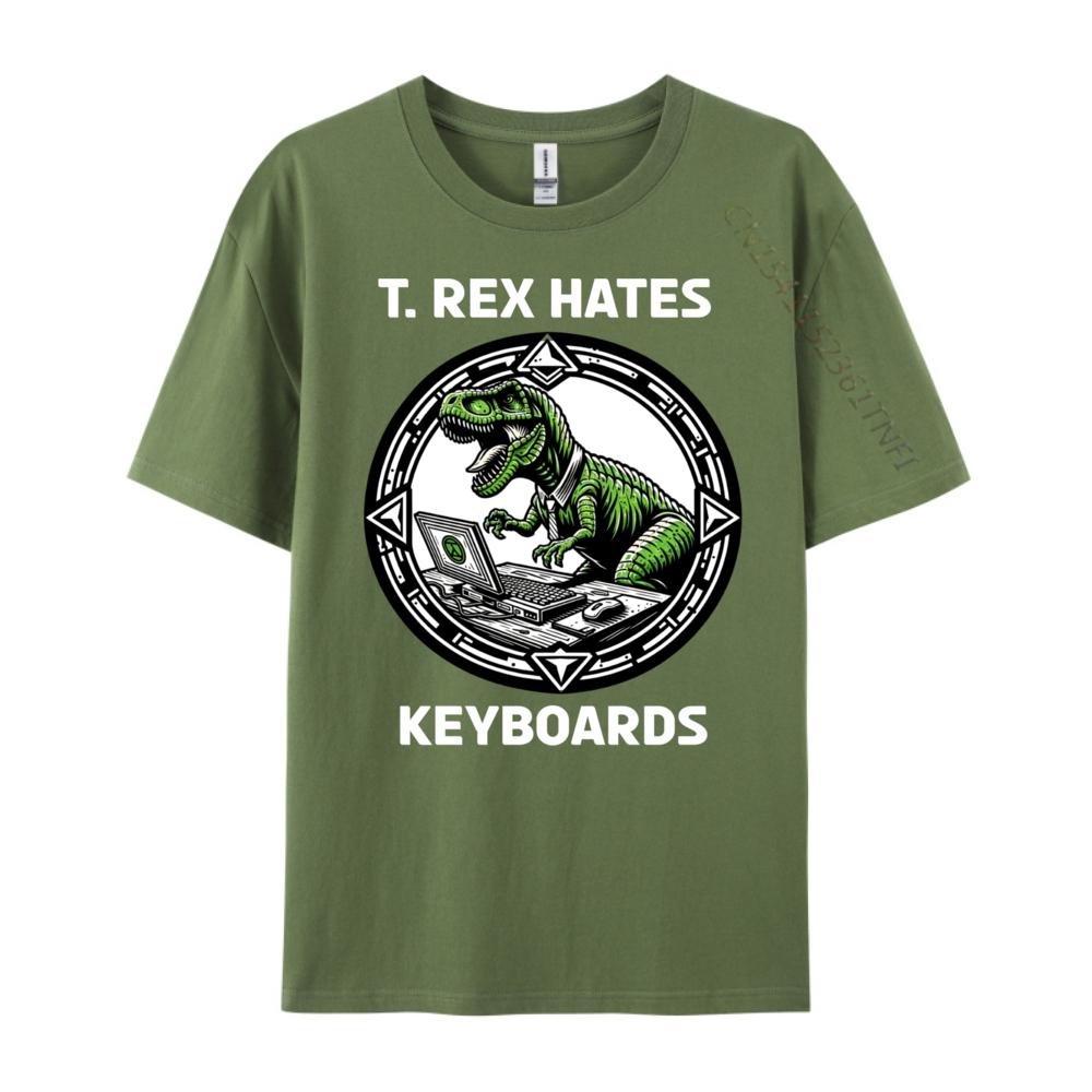 T Rex Hates Keyboards Computers Laptops Mens Designer Clothes Comfortable Luxury Designer Tops Tees Gothic Style