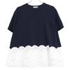UNITED ARROWS [Excellent Condition] 1518-183-1832 Scallop Lace Combination Knit Tops * There Is No Size Description. Navy / WhiteUsed