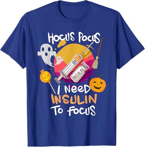 Type 1 Diabetes Hocus Pocus I Need Insulin To Focus Boys TShirt Humor Funny Halloween Costume Novelty Gift Fashion Diabetic Tee