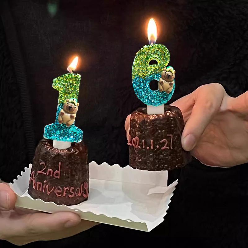 Kawaii Digital Candle Capybara Candle 0-9 Number Birthday Cake Topper Decoration Kapibala Cake Insert for Birthday Baby Shower