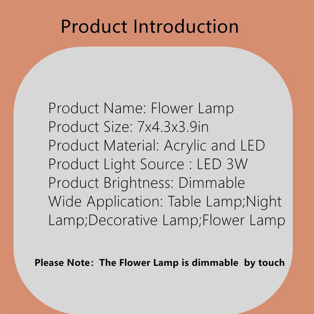 Table Lamp Flower Lamp for Home Dorm Bedroom Bedside,Dimmable Beside Lamp with 3-Color Brightness,Flower Desk Lamps USB Rechargeable, Christmas Berry