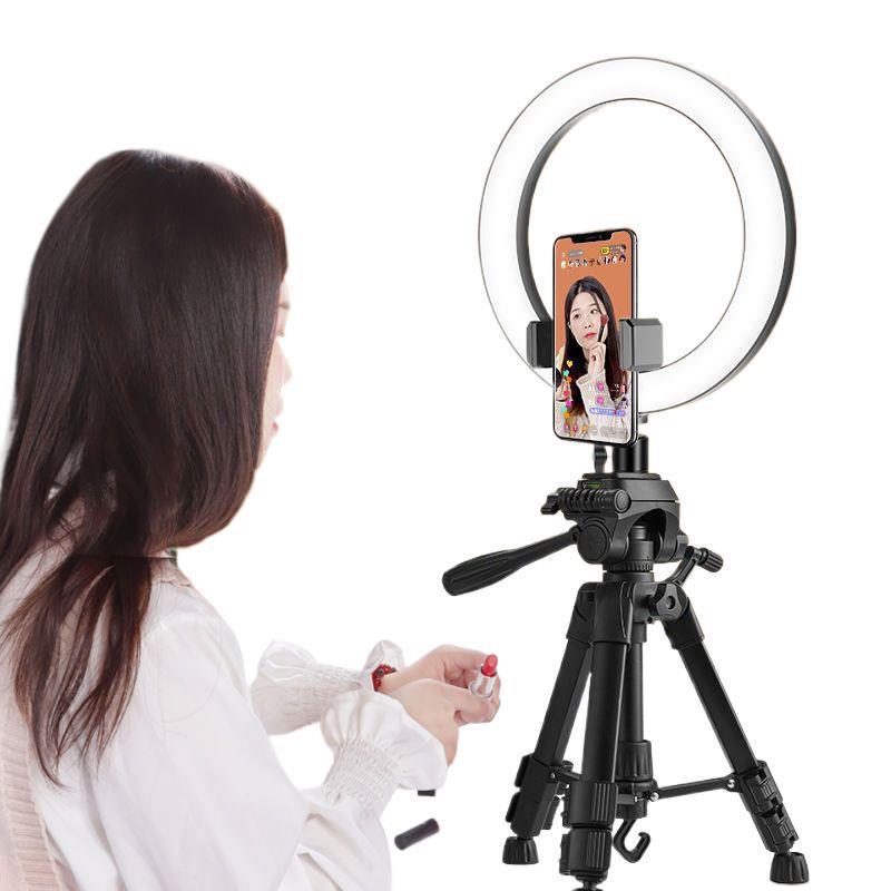Portable Desktop & Floor Standing Tripod with Ring Light for Live Streaming & Photography