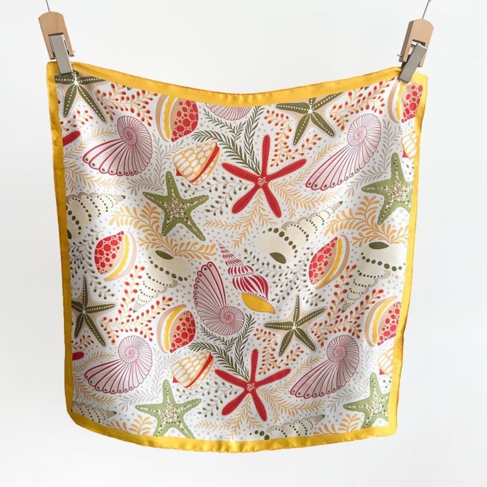 Sea Star Starfish Print Scarf Printed Shell Silk Scarf All-match Hair Scarf  Clothing Accessories