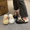 Wearing warm and versatile cartoon cute fluffy slippers 2025 autumn and winter new velvet thick-soled hole shoes women's