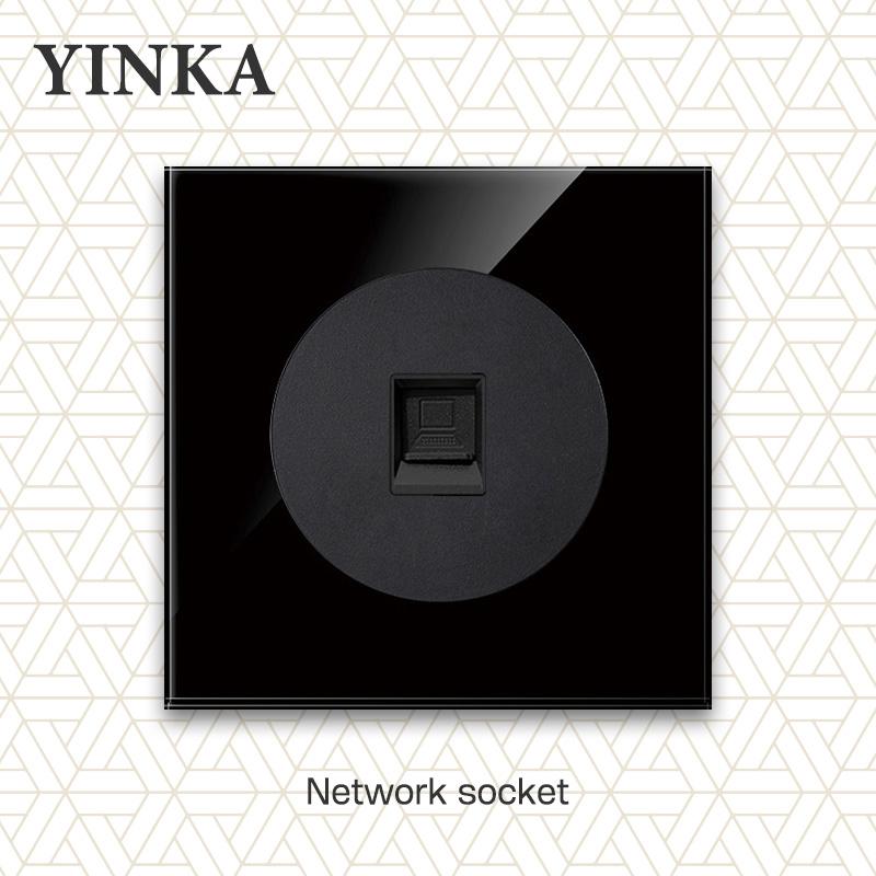 YINKA Tempered Glass 1/2/3/4 Gang 1/2 Way On / Off Wall Light Switch LED Indicator FR EU Standard Universal Home Socket