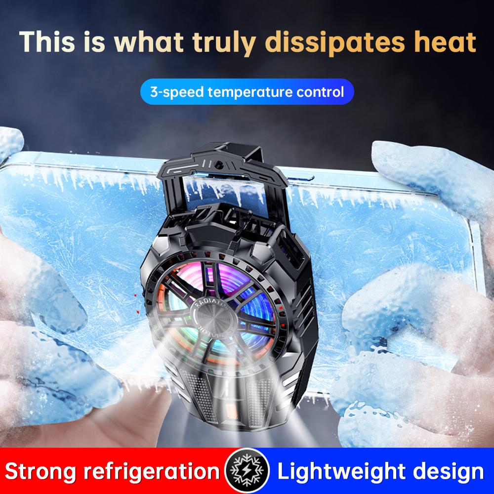 X119RGB Magnetic Back Clip Radiator Live Game Cooling Semiconductor Digital Display Mobile Radiator Cooling Mobile Fan