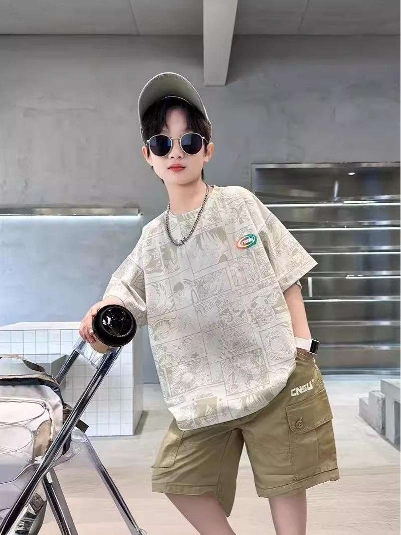 

Детская дышащая футболка с коротким рукавом в корейском стиле - Тренд лета 2024 140cm хаки