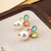 Original 'Three-Color Flower' French Retro Pearl Earrings - High-End, Niche Design