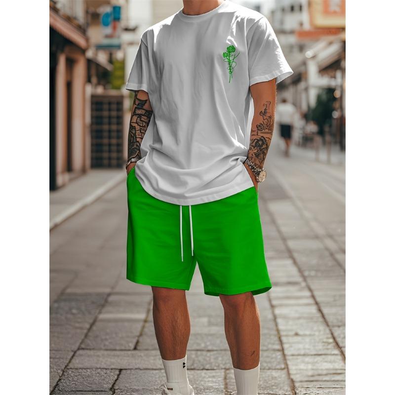 Ensemble Deux Pièces Homme Casual Été 2025 T-shirt Manches Courtes Imprimé Rayures Ensemble Short de Sport Ensemble Fitness