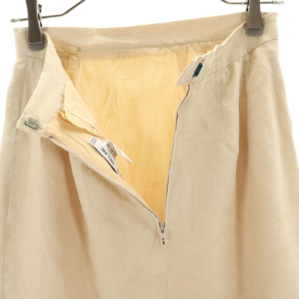 CELINE French linen Midi length Tight Skirt 38 beige Women Used