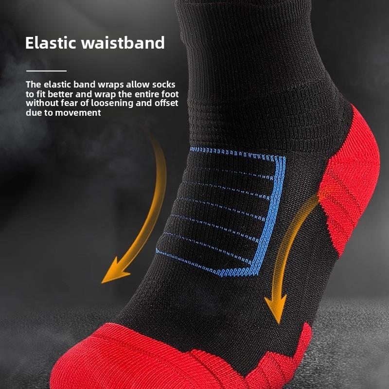 Men's Cotton Towel Bottom Thick Anti Slip Shock Absorption Professional Running Marathon Basketball Tube Socks
