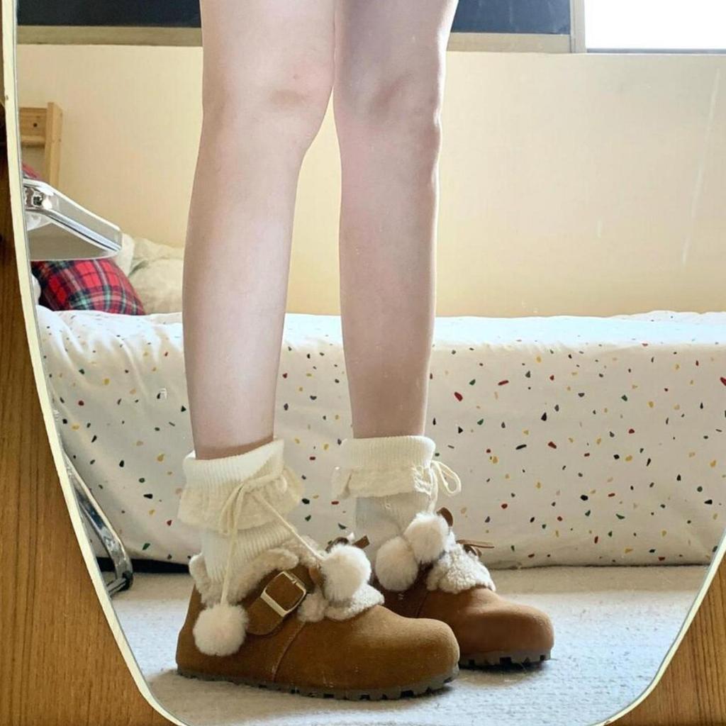 All-inclusive Soft-soled Boken Shoes Women's 2025 New Winter Velvet Snow Boots Retro Boken Single Shoes Thermal Cotton Shoes