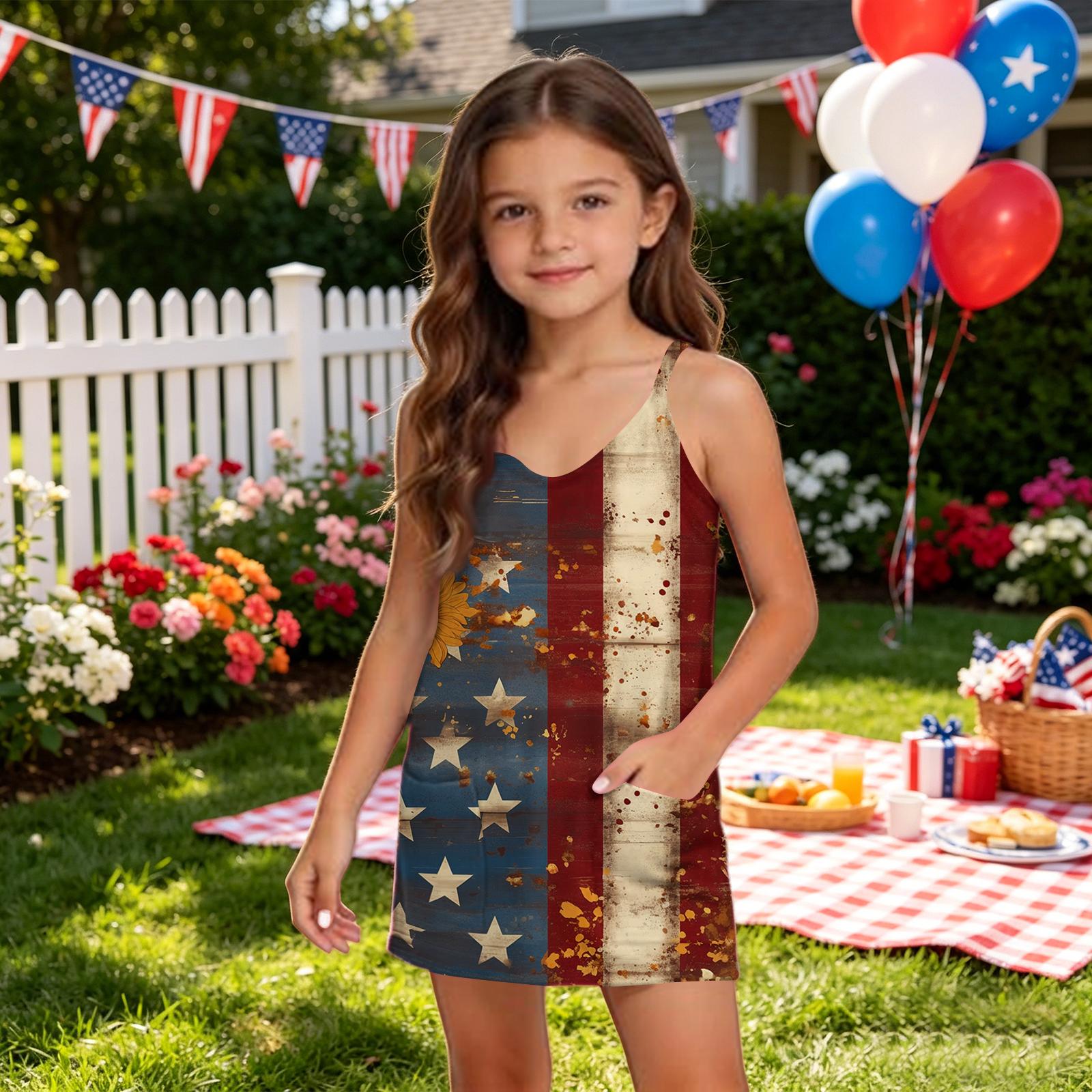

Girls Summer V Neck Romper Sleeveless One Piece Outfit with Pockets and Shorts Suitable for Casual and Holiday Wear 130