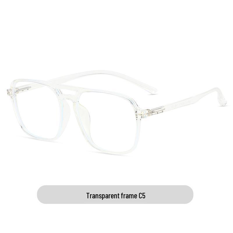 Unisex TR90 Anti-Blue Light Glasses Frame - Street Style, Double Bridge, Flat Lenses