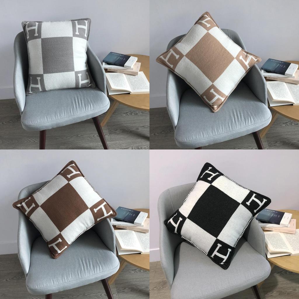 Modern H Letter Throw Pillow Cover With Striped Fabric For Home Decor