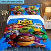 3PCS Brawl Stars Bedding Set,Including 1pc Duvet Cover And 2pcs Pillowcases Perfect for Bedroom, Dormitory, Large size Fan Christmas gift