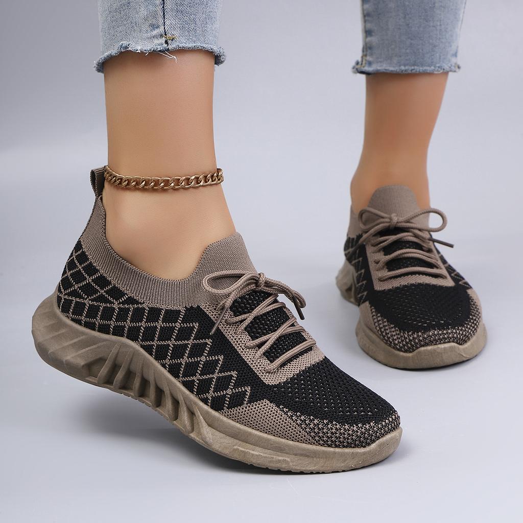 Spring And Autumn New Women'S Casual Lace Up Shoes Are Comfortable, Breathable, Lightweight And Wear-Resistant Sports Shoes