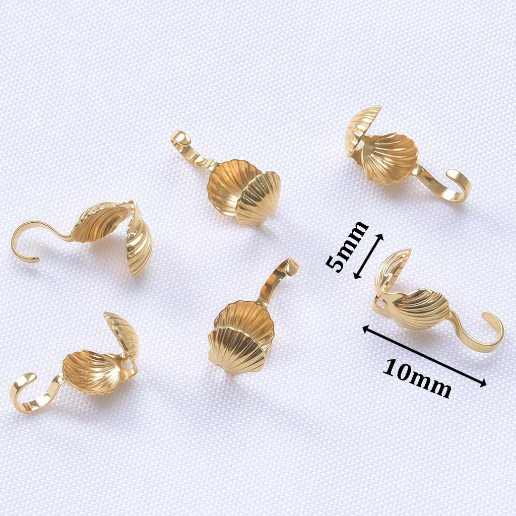 10PCS Brass Crimp End Beads 18K Gold Plated Tip Ball Chain Connector Clasp for DIY Necklace Bracelet Jewelry Making Accessories