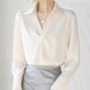 Fashion Blouses Shirts Long Sleeve Turn Down Collar Office Lady Black White Chiffon Blouse Shirt Women Tops J748