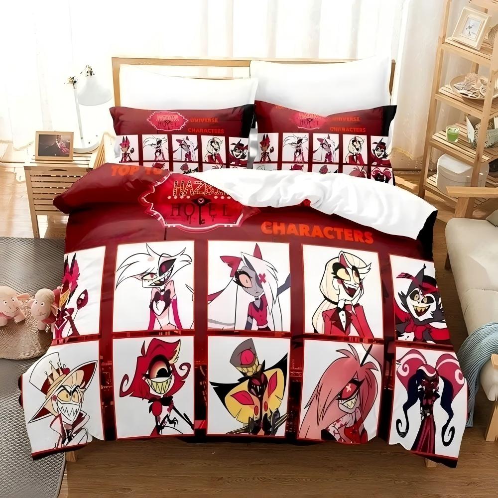 Hazbin Cartoon Duvet Cover Pillowcase Beddingboygirl Bedroomdecoration Childrengift Single Double Largebed Sizezip Duvet Cover