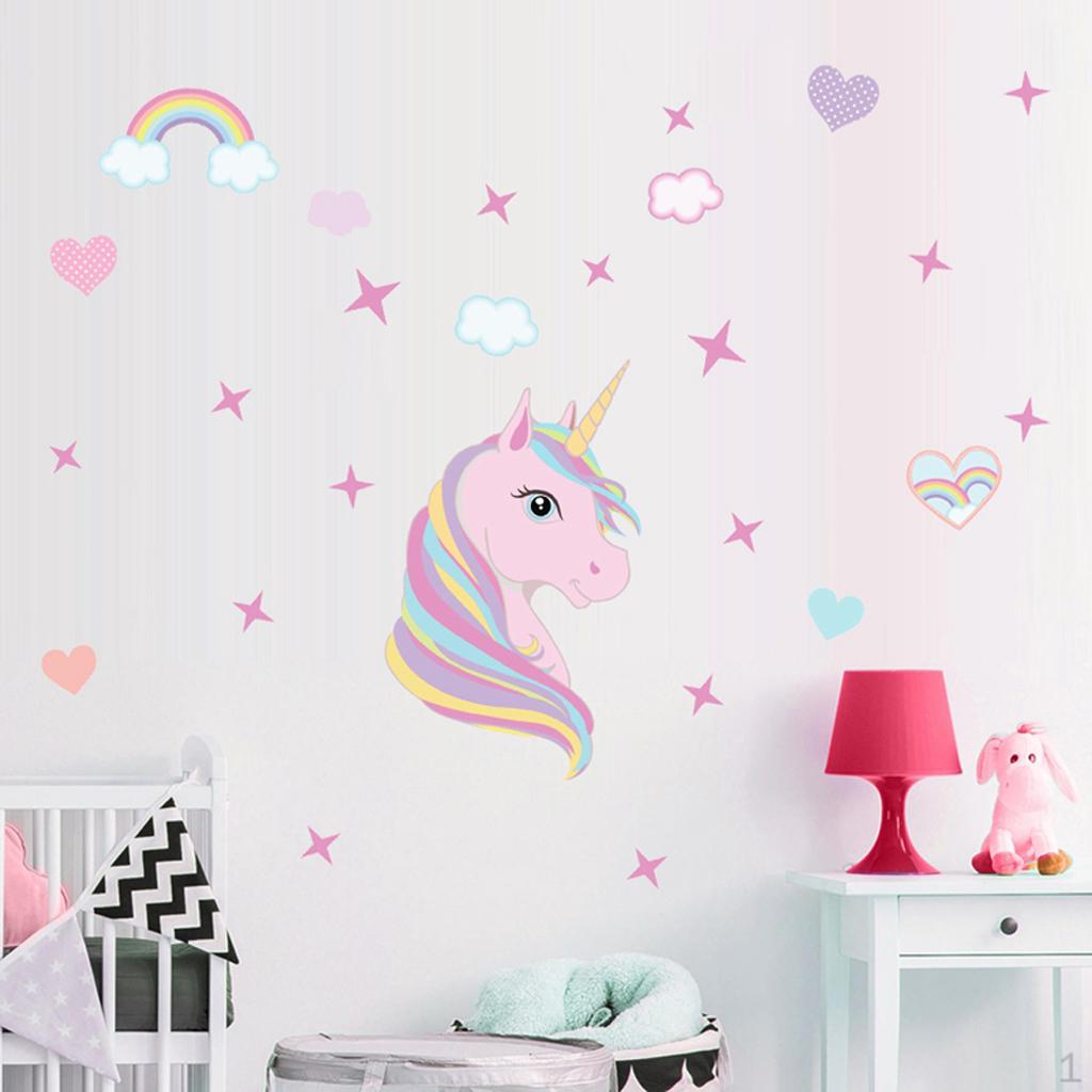 

наклейка на стену с милым единорогом, декор детской спальни D