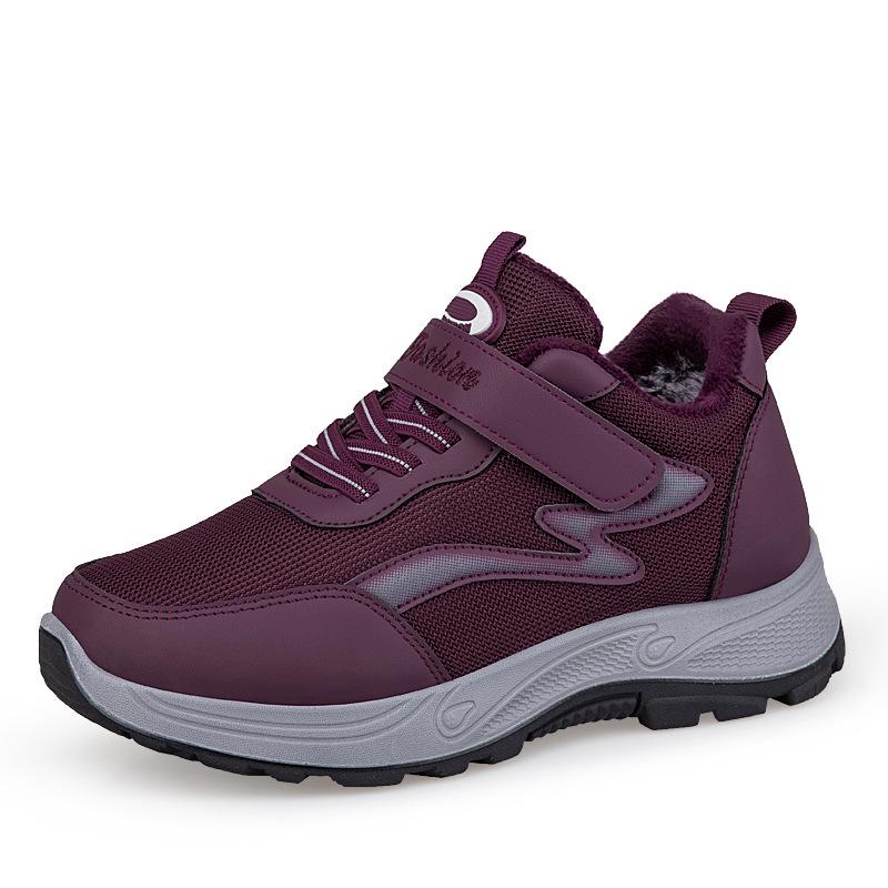 Winter Velcro cotton shoes velvet non-slip warm shoes medium walking shoes outdoor cold resistance warm