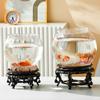 Transparent Round Ornamental Fish Tank Portable Goldfish Small Fish Bowl Pet Plastic Lightweight Desk Aquarium Bowl Home Decor