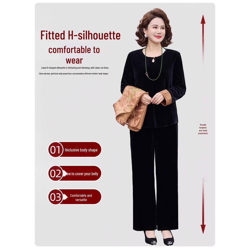 Women's New Embroidered Chinese-Style Velvet Vest with Frog Button - Two-Piece Spring Set