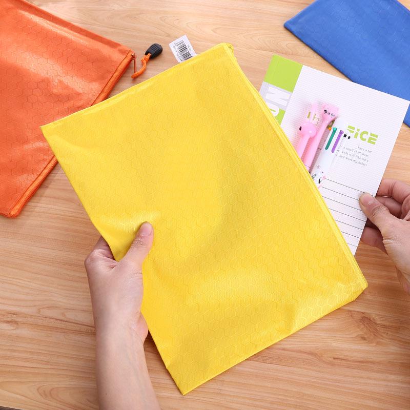 Creative Oxford Cloth A4 Document Bag - Waterproof, Colored Zipper, Handheld for Students or Office Use