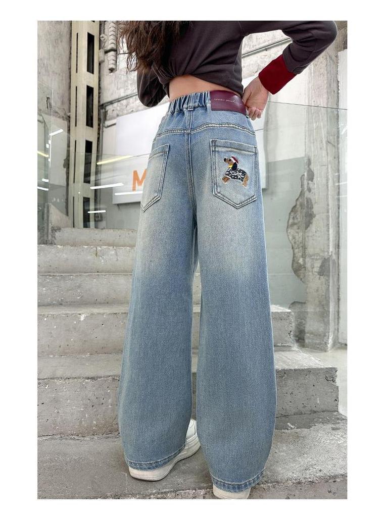 Girls' Loose Wide-Leg Jeans - Spring/Autumn 2025 Fashionable Children's Trousers