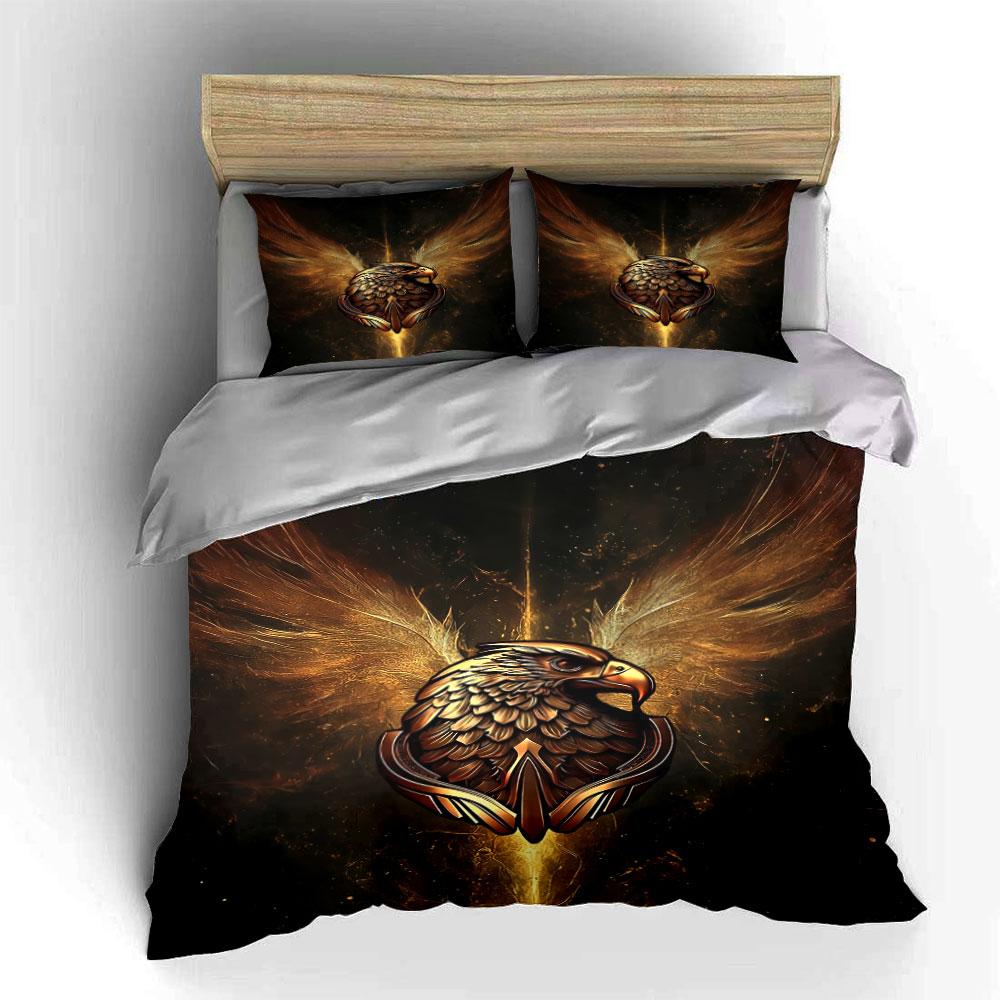 Golden Eagle Wing Design Set Bedding Duvet Cover Set Duvet Cover Pillowcases (1 * Duvet Cover 2 * Pillowcases, without duvet insert)