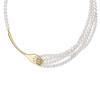 HEFANG Cotton Candy Pearl Necklace - Elegant Collarbone Chain
