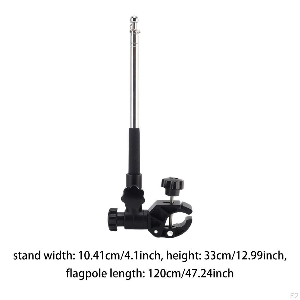 1.2 Meter Adjustable Boat Flag Pole Holder Kit for 0.6-1.75" Rails with 360° Rotation
