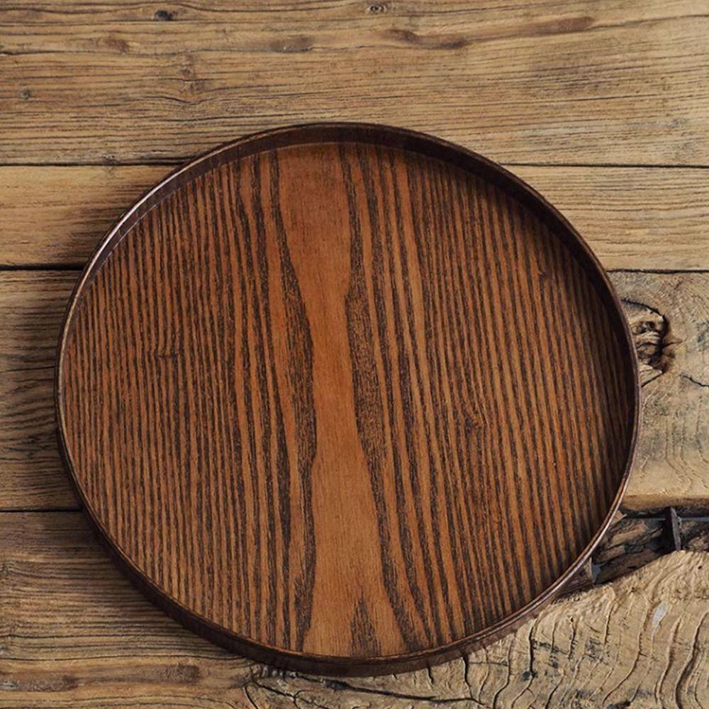 Wooden Wood Platte 21/24/27/30/33cm Decorative Tray Vintage Serving Tray  Coffee Home Table