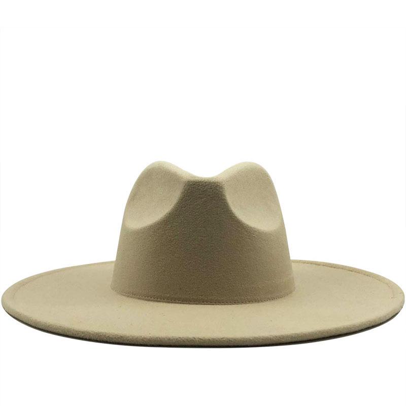 Unisex Wide Brim Wool Felt Jazz Fedora Hat for Autumn & Winter Fashion