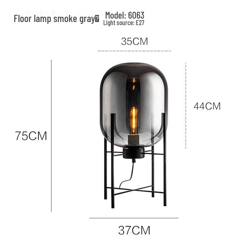 Nordic Industrial Smoky Gray Glass Floor Lamp - Creative Design for Living Room & Bedroom
